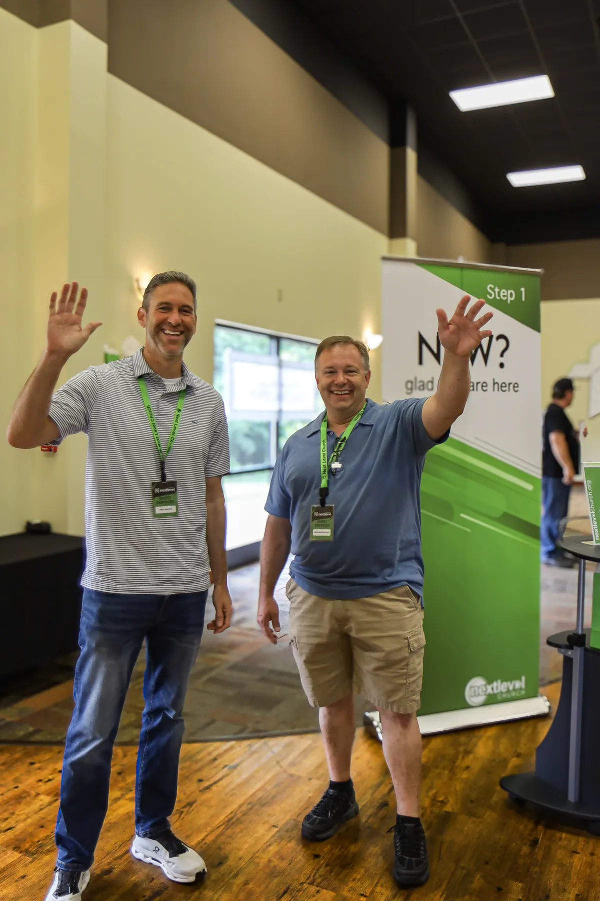 Greeters welcoming guests at Next Level Church